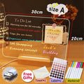 LED Message Board Night Light Wooden Base – Kids Drawing & Erasable Note Pad