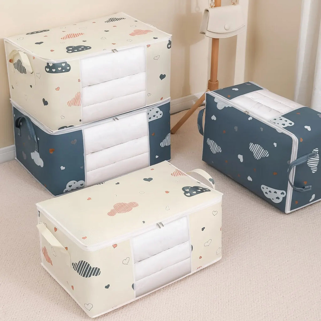 Large Capacity Foldable Clothes Storage Bag Organizer - Ideal for Blankets, Bedding and Seasonal Storage