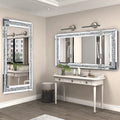 Large Luxury Silver Sparkly Crystal Rhinestone Diamond Vanity Mirror Wall Mounted
