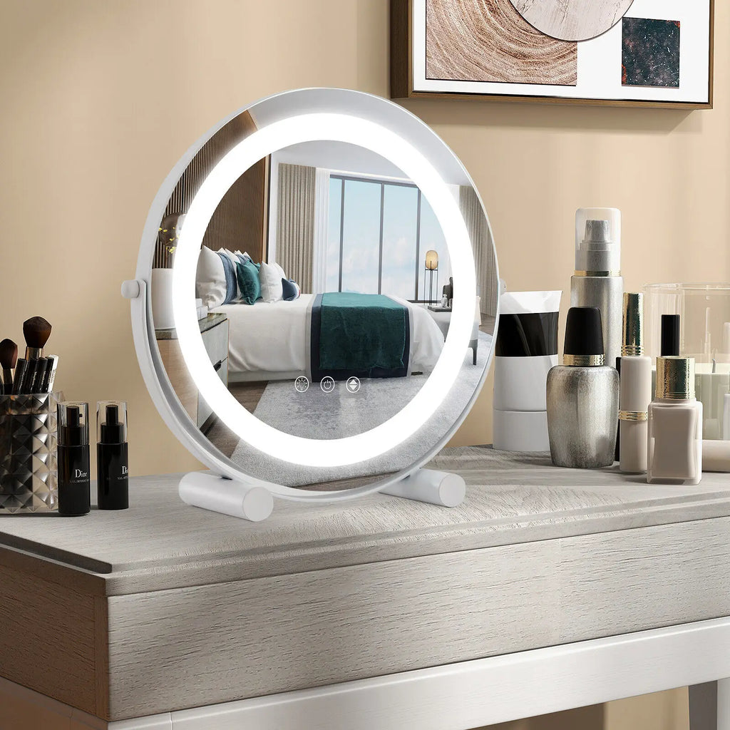 Makeup Vanity Mirror 3 Colour Dimmable LED Touch Screen 360° White with Stand