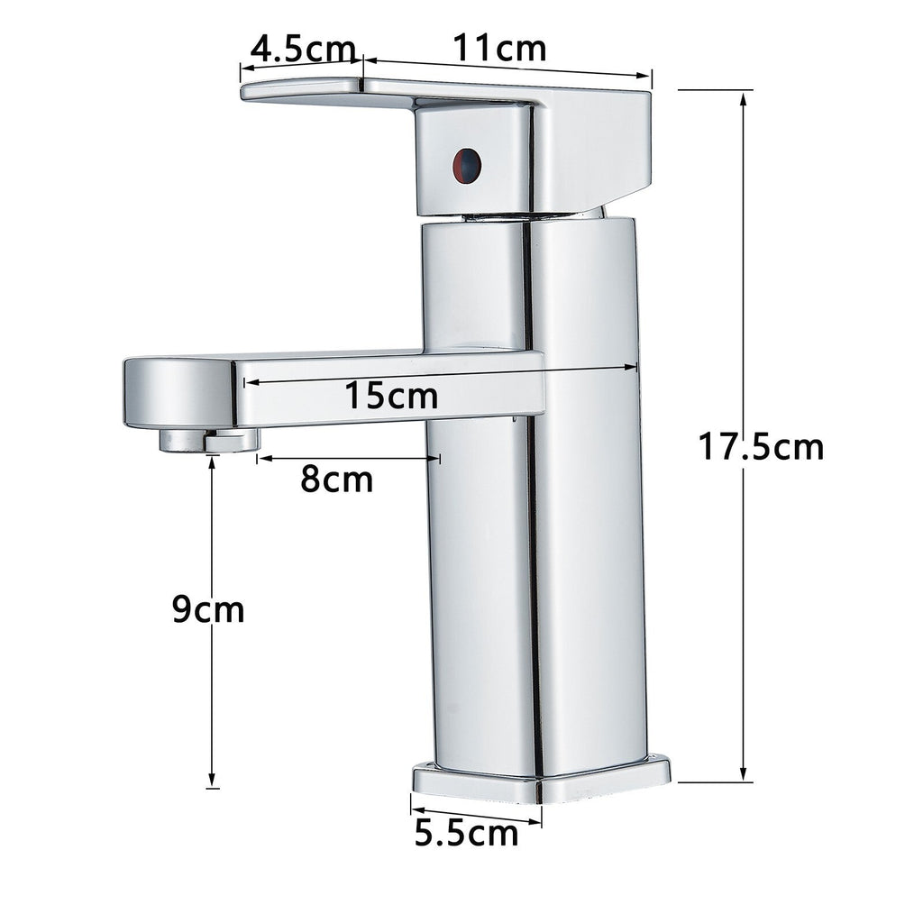 Modern Chrome Basin Mixer Tap Single Lever Taps Bathroom Sink Faucet With Hoses