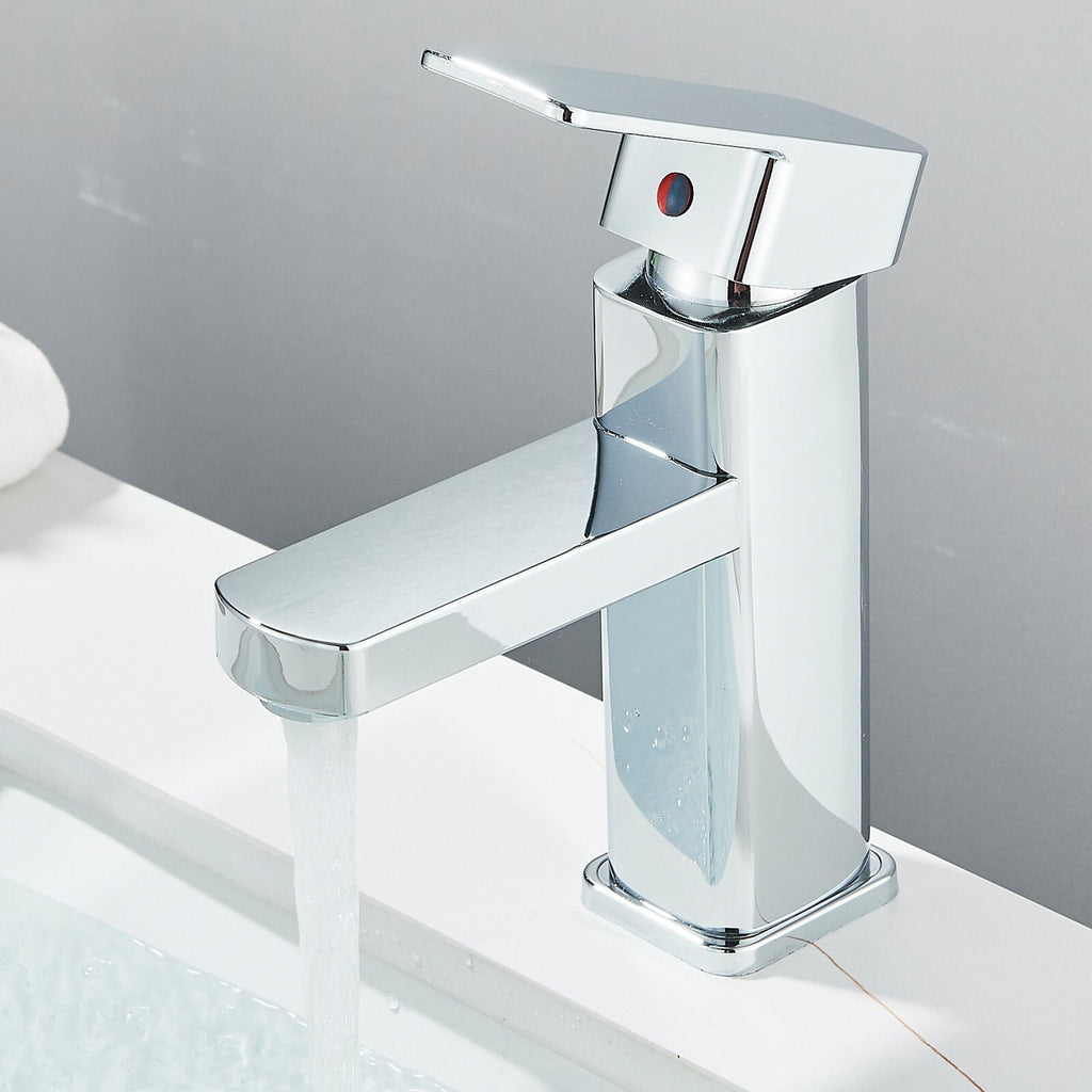 Modern Chrome Basin Mixer Tap Single Lever Taps Bathroom Sink Faucet With Hoses