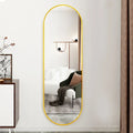 Modern Oval Full Length Wall Mirror Gold Metal Frame - Bathroom Bedroom Hallway