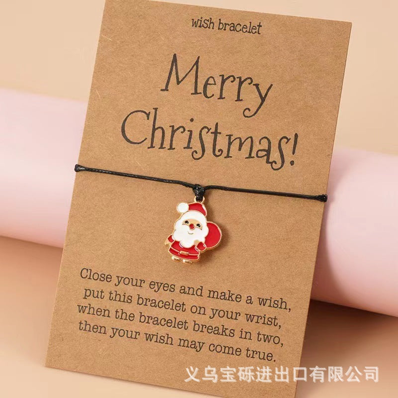 Cross-border exclusive bracelet European and American hot sale Christmas alloy Christmas series pendant adjustable hand-woven bracelet