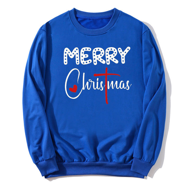 in stock Foreign Trade Cross-border Christmas Merry Christmas Printed Crewneck Sweat Autumn and Winter European and American Men's and Women's Tops