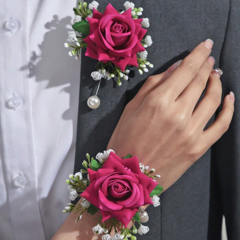 Amazon cross-border new rose wrist flower corsage bridesmaid sister group decorative flower forest wrist flower manufacturers