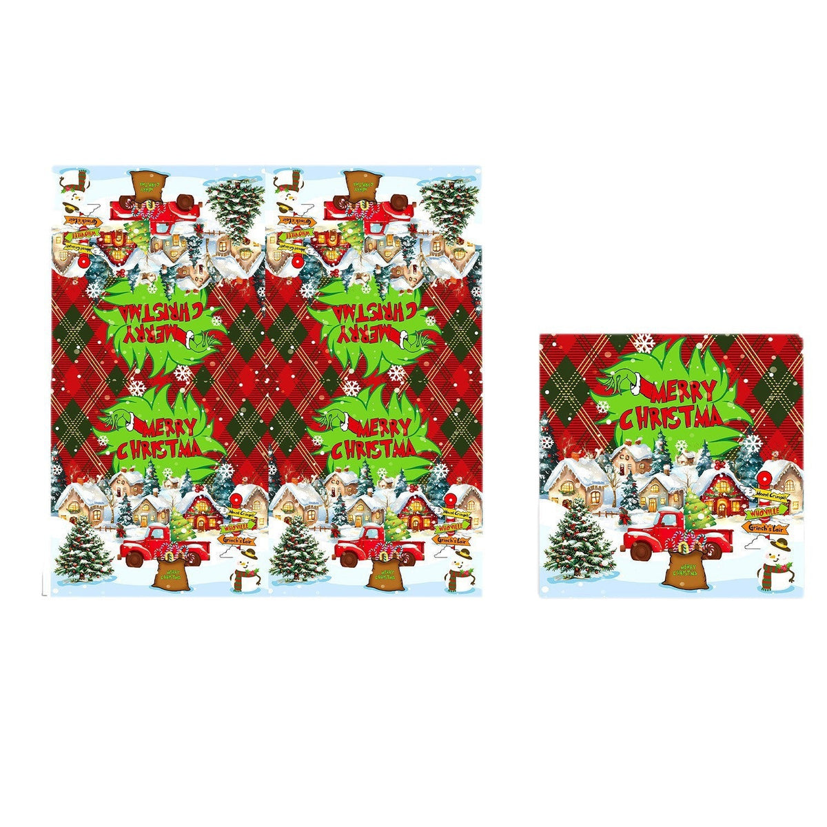 Cross-Border New Product Christmas Grinch Theme Party Decoration Flag Cartoon Party Supplies Tableware Christmas Decoration