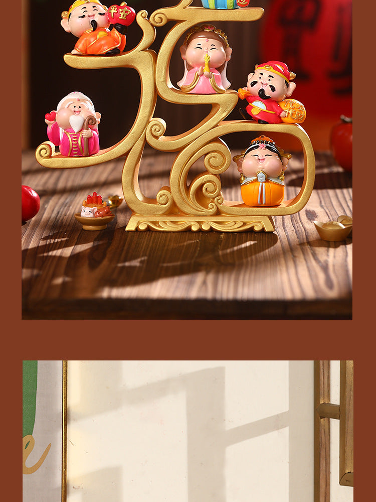 Fuxing Linmen God of Wealth Decoration Office Home Living Room Decorations Hallway Opening Housewarming Gift
