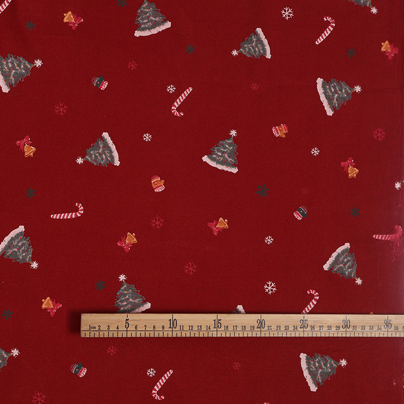 In-Stock Pure Cotton Water-Based Printing Fabric Plain Christmas Tree Floral Fabric Autumn and Winter Casual Pants Cotton Clothing Lining Fabric