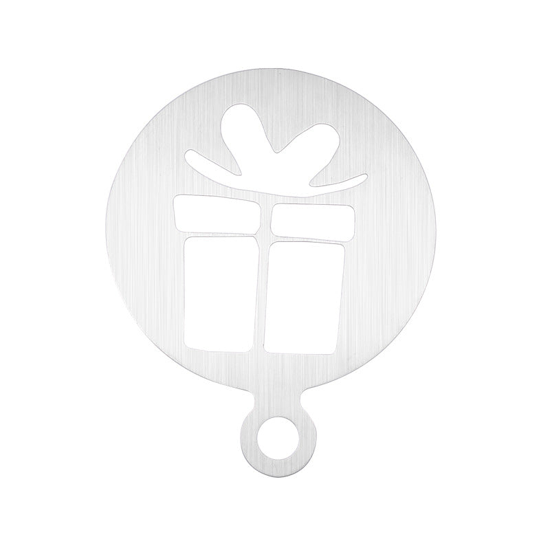 Factory Direct sales Christmas creative stainless steel coffee Garland piece mold portable coffee milk bubble spray flower printing template