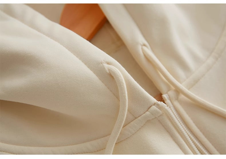 Early Spring Short Hooded Sweatshirt Jacket for Petite Women, Spring Outfit 2026 New Style, Regular Shoulder Cardigan for Spring and Autumn