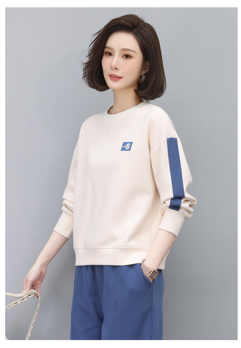 Round Neck Sweatshirt for Women 2024 Spring Small Hooded Sports Middle-Aged Mother Spring & Fall Tops Casual and Versatile