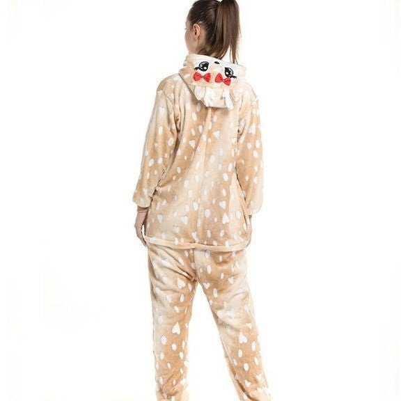 Mixed batch autumn and winter flannel adult cartoon conjoined animal pajamas butterfly Christmas deer home clothes toilet wholesale