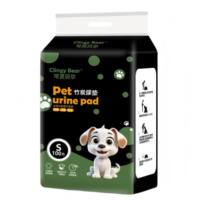 Dog Pee Pads with Bamboo Charcoal Deodorization, Thickened, Leak-Proof, Highly Absorbent, Suitable for Teddy Dogs and Cats, Disposable Pet Pee Pads