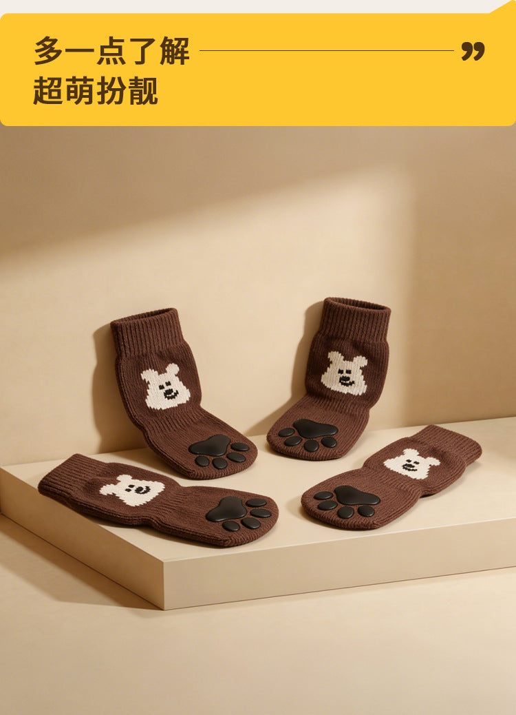 New pet socks, dog socks that stay on when out, cross-border bestseller, non-slip socks for small dogs with double-sided adhesive