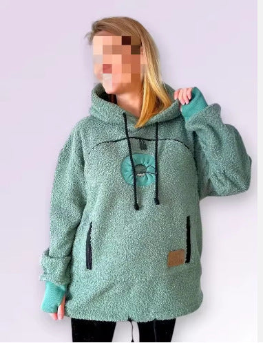2025 New European and American Polar Fleece Pet-In-One Men's and Women's Trendy Hooded Loose Casual Warm Sweatshirt