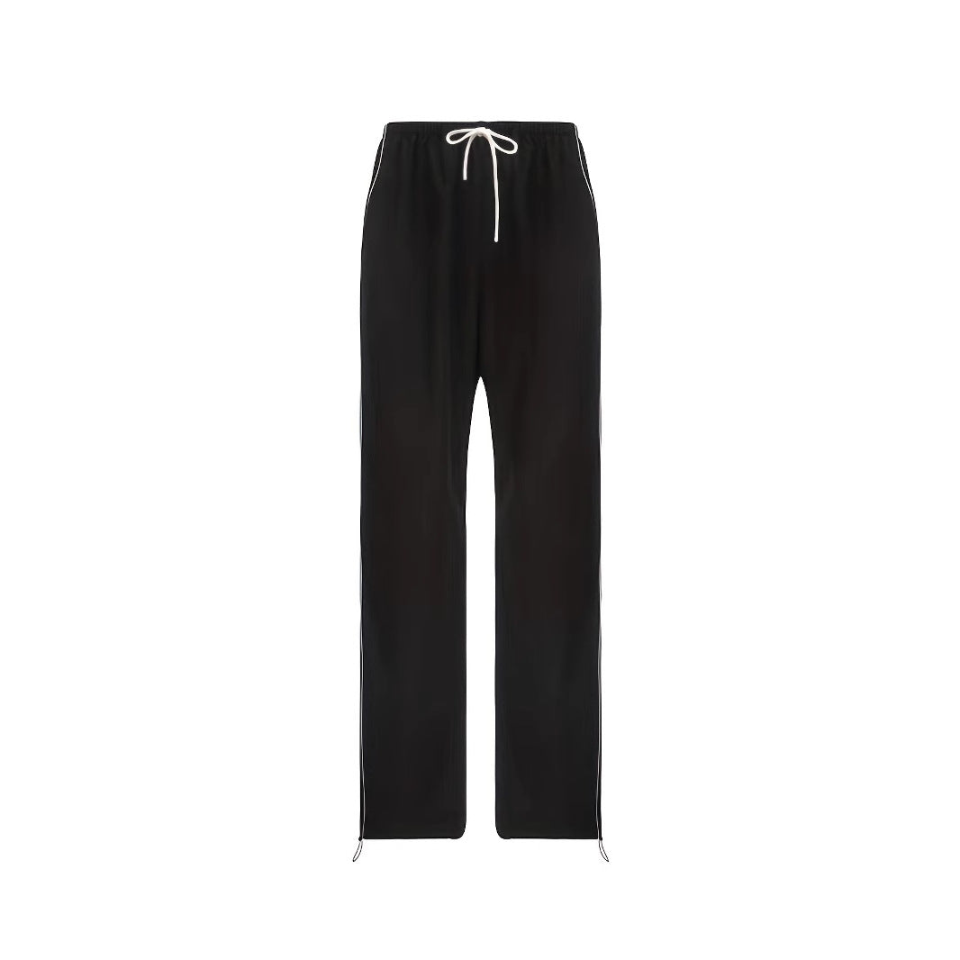 Drawstring Leisure Elastic Waist Pants On Both Sides