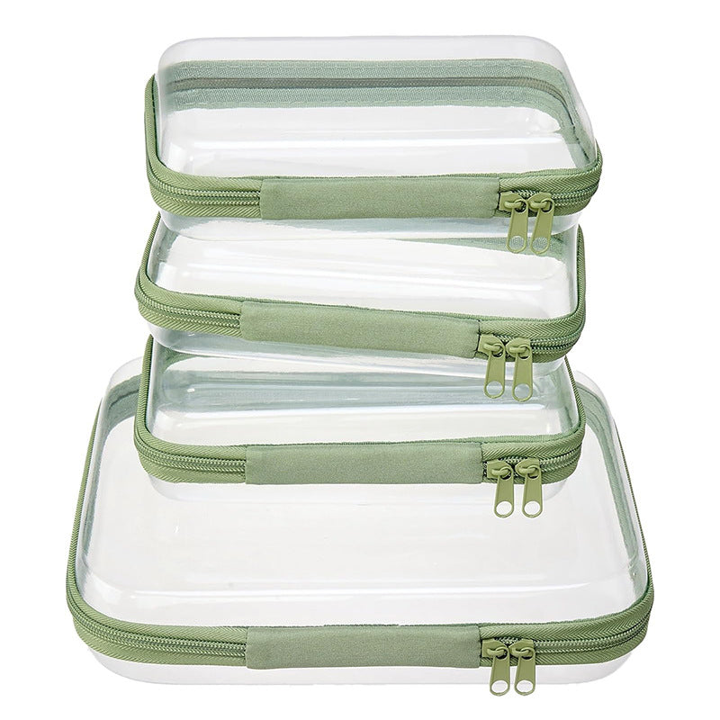 2024 Amazon PET Travel Storage Bag suit Wash Cosmetics Storage Home Zipper Toy Hard Plastic