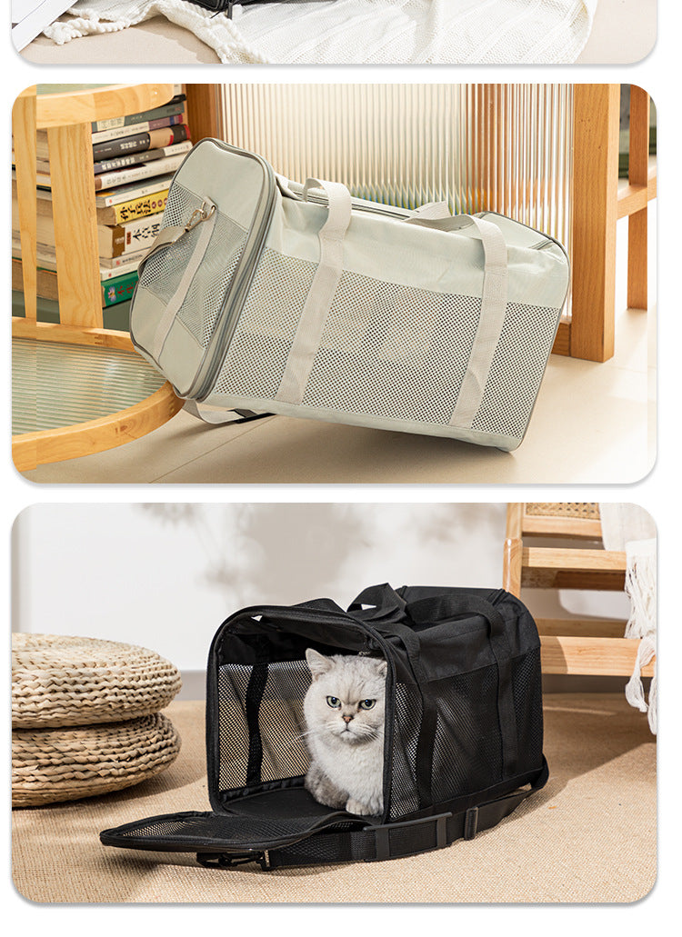 Cross-Border Pet Carrier Bag, Portable Small Dog Carrier, Pet Tote Bag, Mesh Breathable Large Capacity Cross-Body Cat Bag