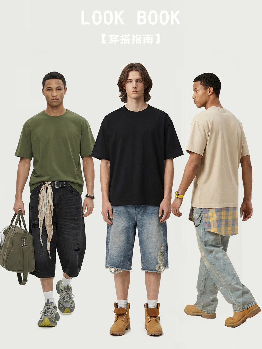 Dan Baoni | Summer Cool Sense Sunscreen Solid Color Advanced Sense Ice Silk Men's T-Shirt Loose Round Neck Shoulder Short Sleeve Customization
