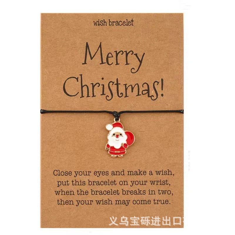 Cross-border exclusive bracelet European and American hot sale Christmas alloy Christmas series pendant adjustable hand-woven bracelet
