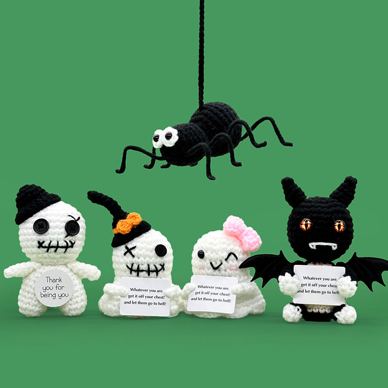 Cross-Border Amazon Handmade Knitted Doll Halloween Gift Ghost Little Devil Grim Reaper Emotional Plush Toy Wholesale