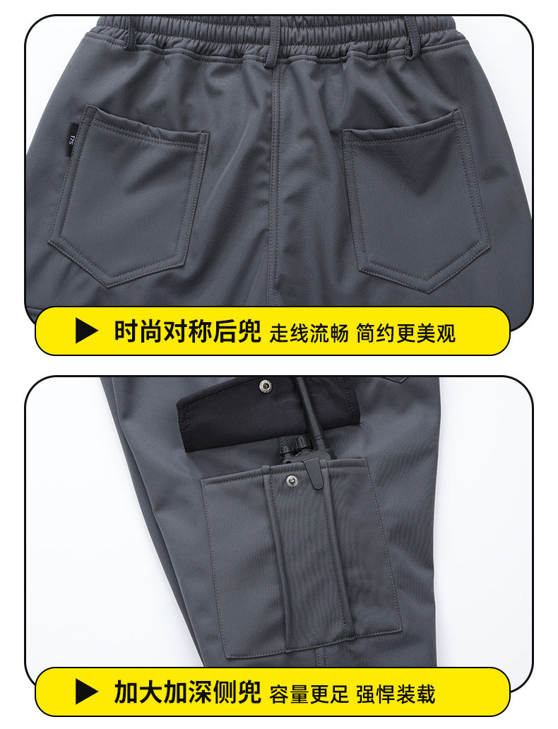 Men's Autumn and Winter Fleece-Lined Thickened Softshell Tactical Outdoor Sports Workwear Suit, Waterproof and Windproof