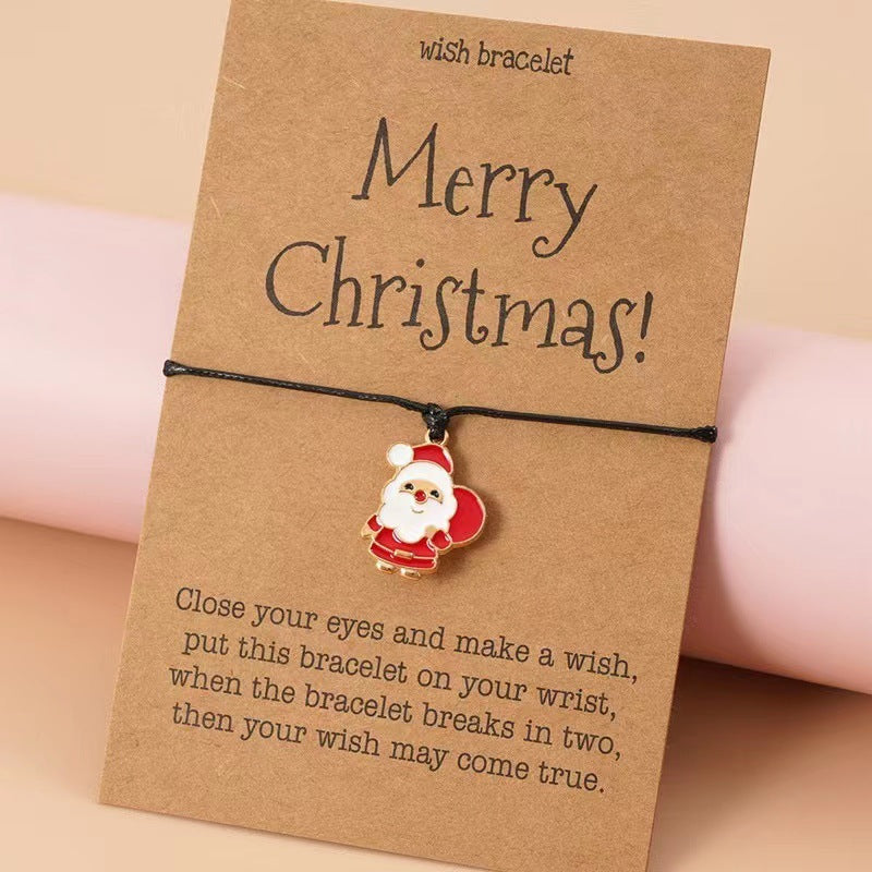 Cross-border exclusive bracelet European and American hot sale Christmas alloy Christmas series pendant adjustable hand-woven bracelet