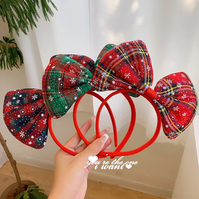 Christmas antler headband female Christmas hairpin headdress holiday dress up gift big bow headband hair accessories headdress