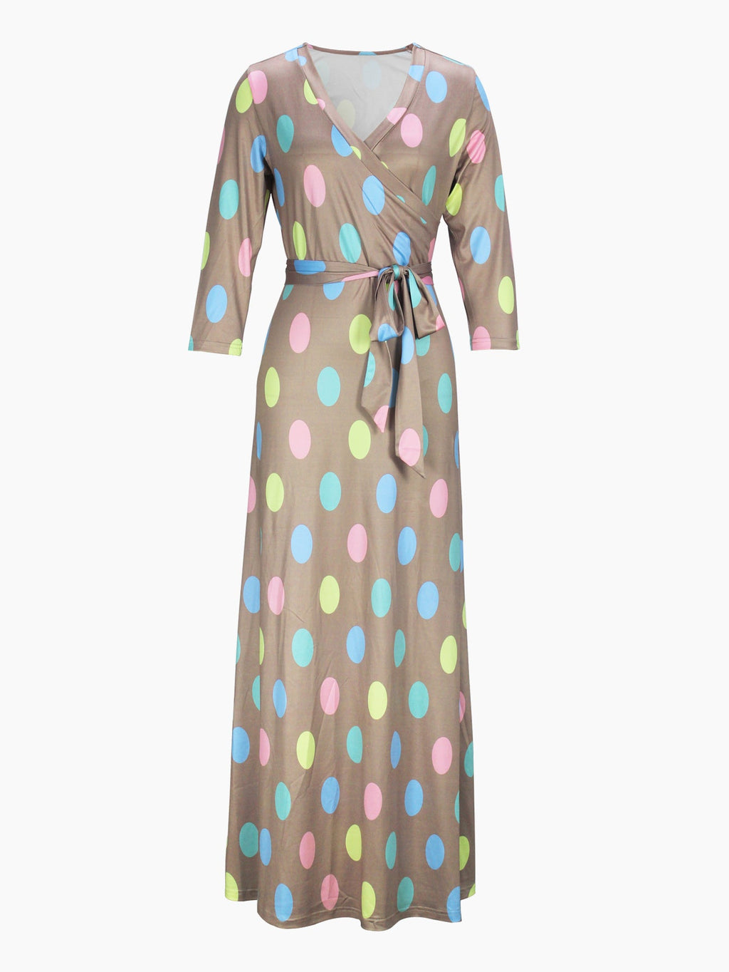 Cross-border Amazon Europe and the United States for Spring, Summer and Autumn Women's Fashion Elegant V-neck Middle Sleeve Casual Long dress