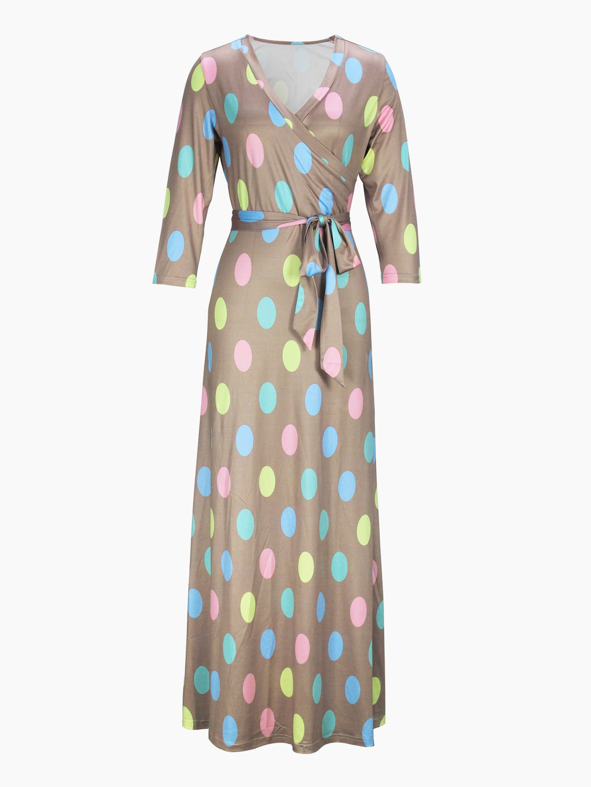 Cross-border Amazon Europe and the United States for Spring, Summer and Autumn Women's Fashion Elegant V-neck Middle Sleeve Casual Long dress