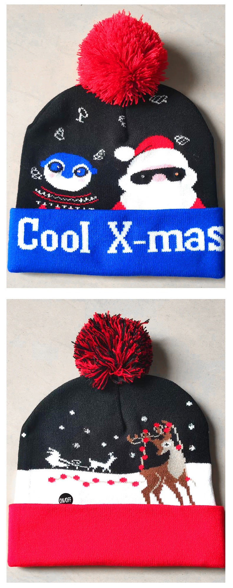 Korean Internet Celebrity Style Snowflake Christmas Hat, Warm and Cold-Proof Women's Knitted Hat with Pom-Pom, Ear-Protecting Yarn Hat, Light Luxury Style