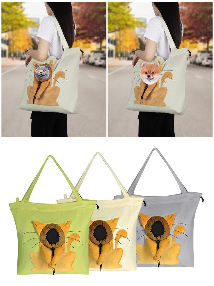 Pet Canvas Bag with Exposed Head, Cat Portable Shoulder Bag, Suitable for Ragdoll Cats and Small Dogs, Portable and Breathable Wholesale