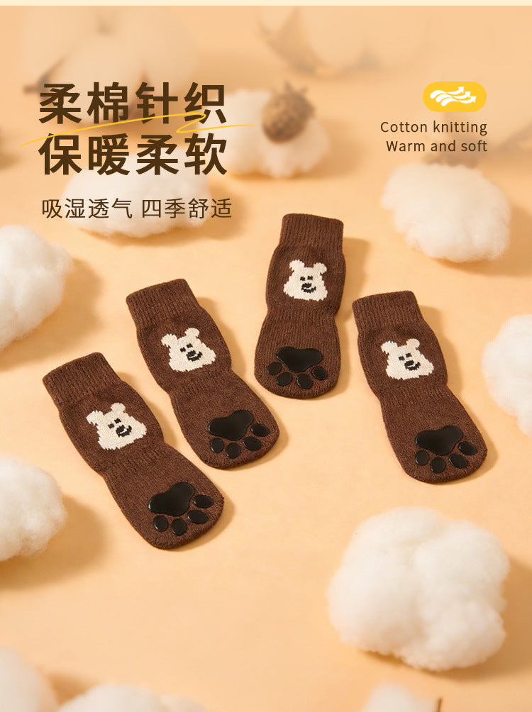 New pet socks, dog socks that stay on when out, cross-border bestseller, non-slip socks for small dogs with double-sided adhesive