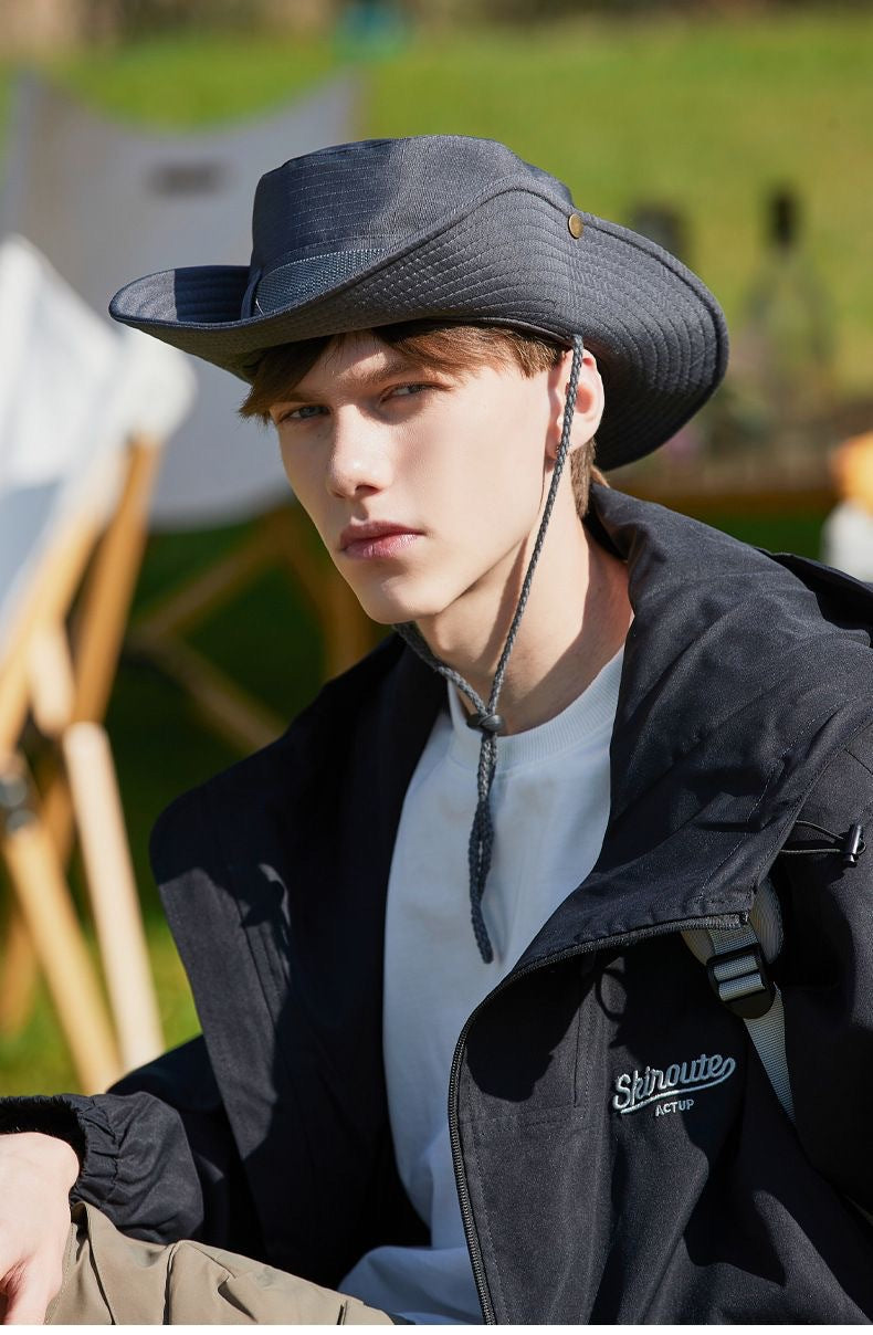 All-Match Western Denim Hat Men's and Women's Outdoor Mountaineering Summer Sun Hat Fishing Sunscreen Fisherman Hat Camping Breathable