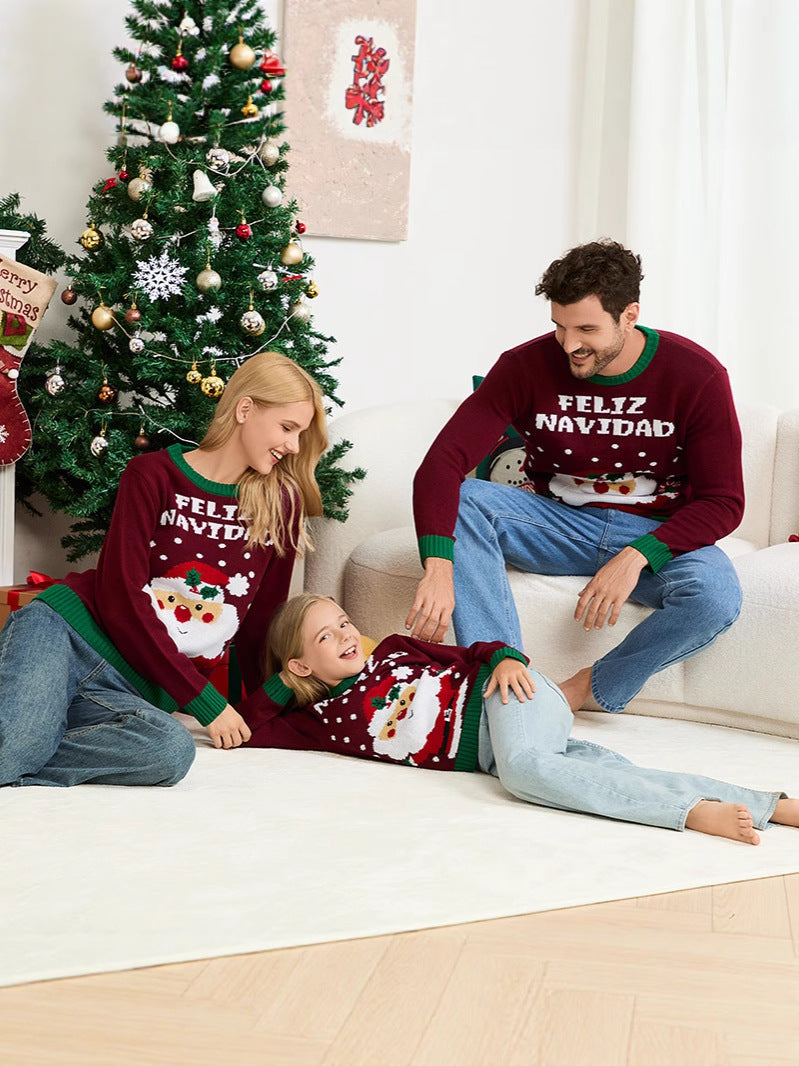 2025 New Cross-Border Hot-Selling Parent-Child Family Wear Christmas Sweater Knitwear Holiday Family Party Christmas Sweater