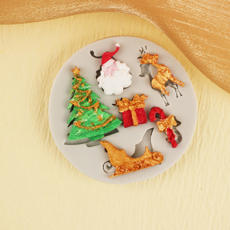 DIY Christmas mold Christmas tree elk Bell gift chocolate baking tools flip sugar cake mold