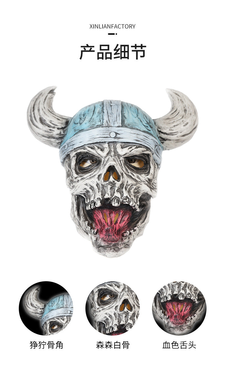 Halloween Ugly Latex Skull Set Mask New Viking Helmet Ghost Dress-up Ball Decorative Props