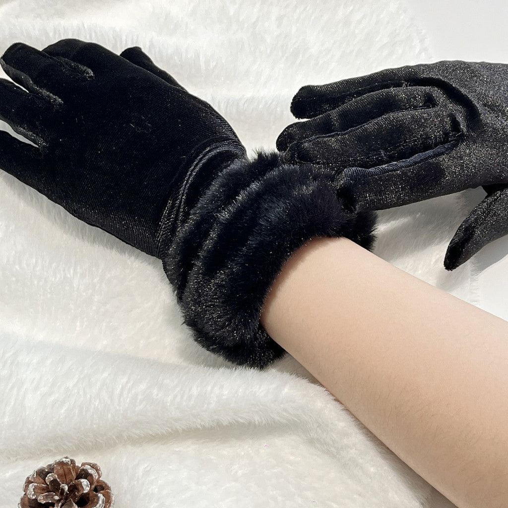 Christmas Party Gloves Bride Short Style Wedding Prom Performance Costume Red Thickened Christmas Gloves