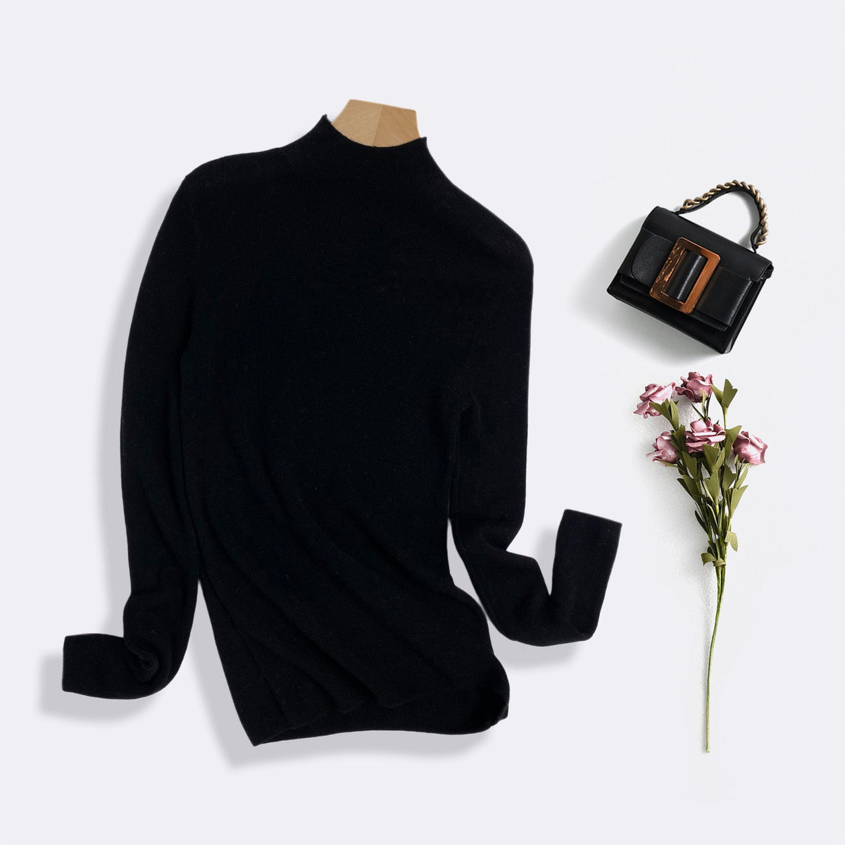 Machine Washable 100% Superfine Wool Sweater for Women Autumn and Winter New Loose Half Turtleneck Knitted Bottoming Sweater for Women