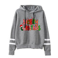 Christmas Merry Christmas printed parallel bars striped hooded hoodie European size plus size men's and women's cross-border