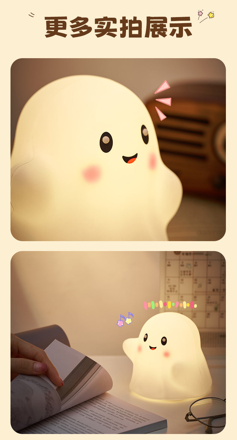 Halloween Little Ghost Night Light Silicone Tap Lamp Small Bedside Lamp Atmosphere Lamp Wholesale Holiday Atmosphere Lamp