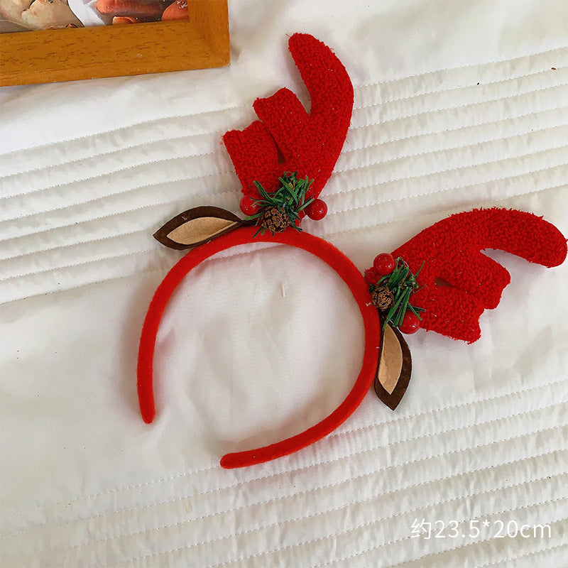 Christmas antler headband female Christmas hairpin headdress holiday dress up gift big bow headband hair accessories headdress