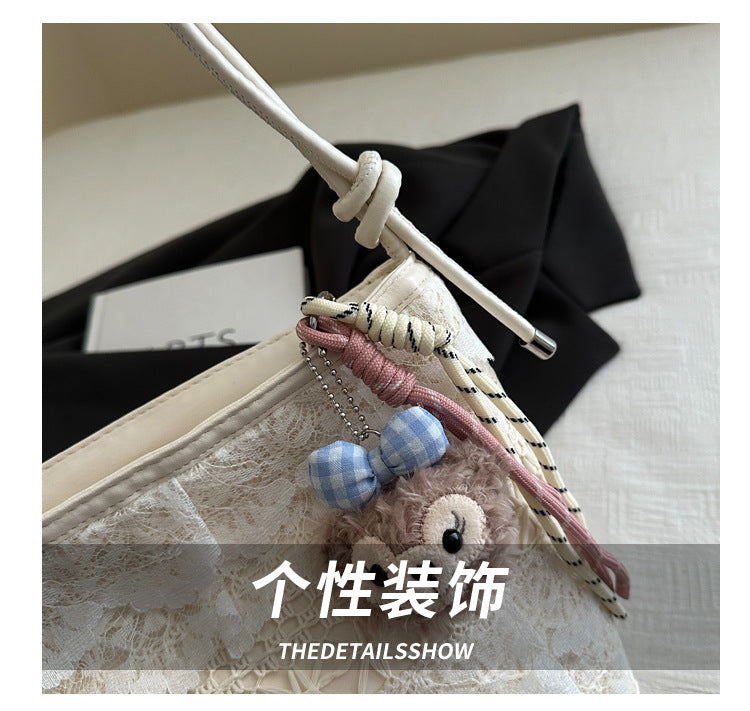 High-Looking and Large-Capacity Women's Small Square Bag 2025 Summer New Fashion Cute Lace Armpit Bag Commuter Shoulder Bag