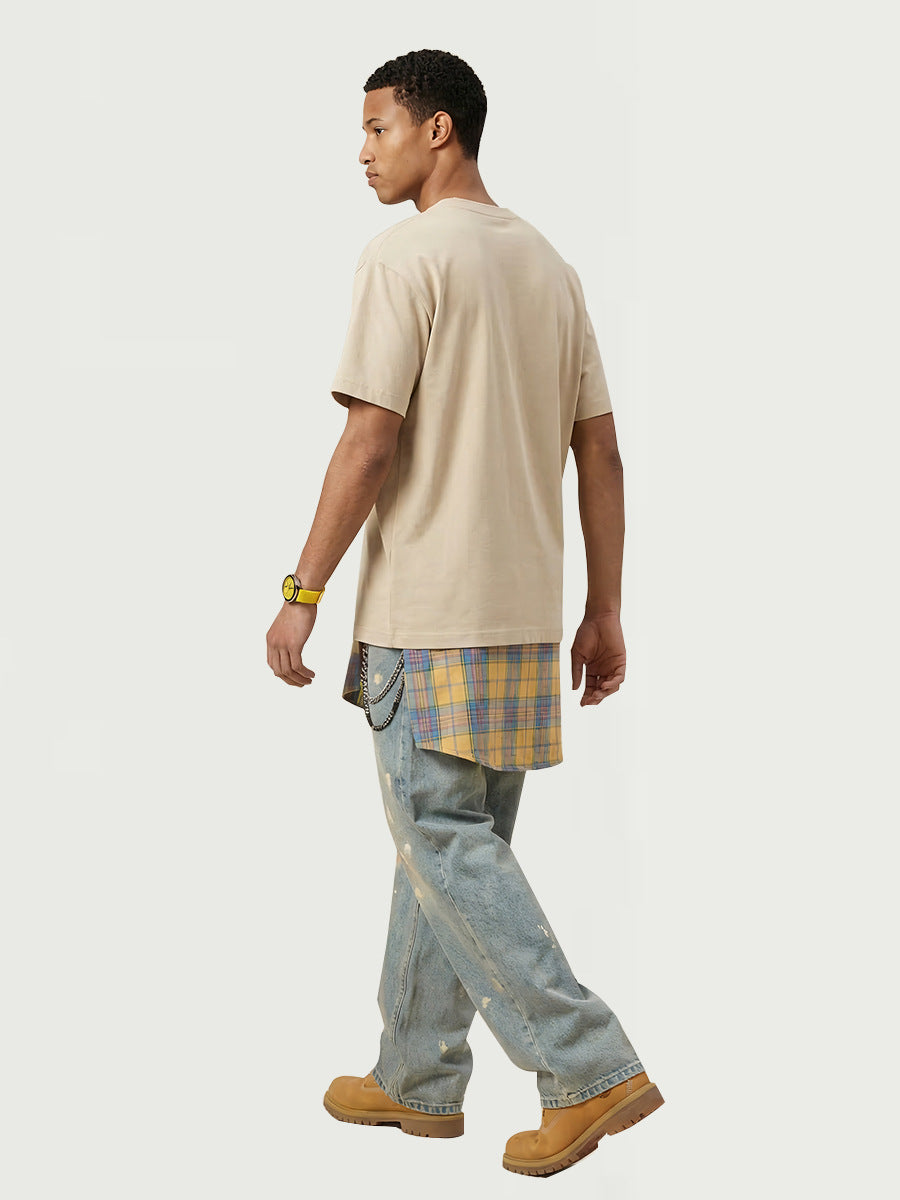 Dan Baoni | Summer Cool Sense Sunscreen Solid Color Advanced Sense Ice Silk Men's T-Shirt Loose Round Neck Shoulder Short Sleeve Customization