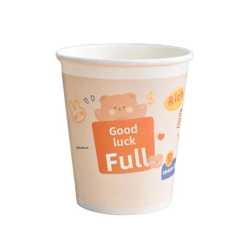 Cartoon Paper Cup Disposable Thickeneded Food Grade Household Hot and Cold Drink Coffee Cup Commercial Wholesale Hospitality Tea Cup