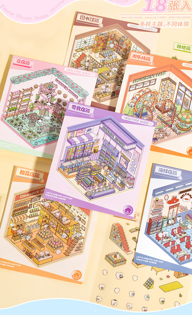 Language idle pet miniature landscaping cute sticker book freeze frame happy series three-dimensional fun landscaping 18 posting paper