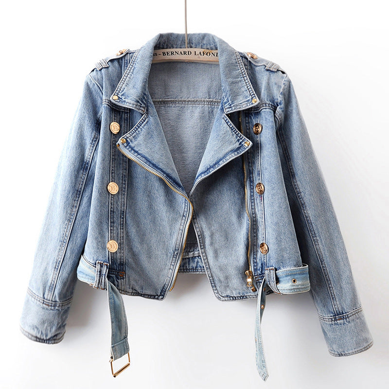 Women's Short Loose Top Motorcycle Jacket