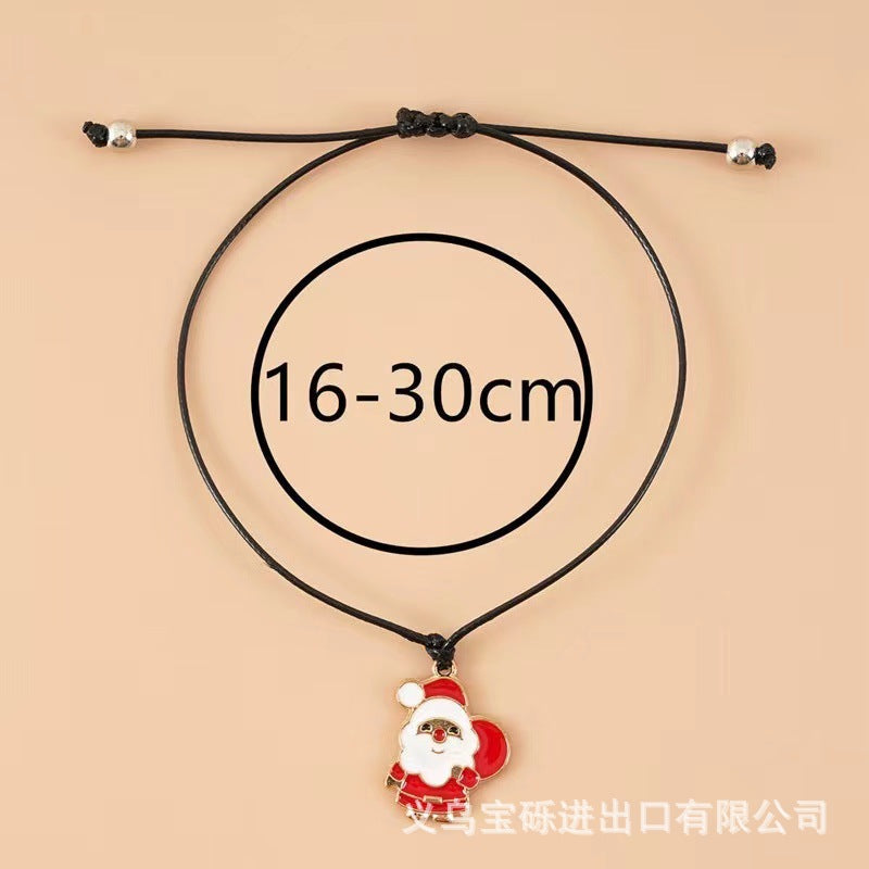Cross-border exclusive bracelet European and American hot sale Christmas alloy Christmas series pendant adjustable hand-woven bracelet