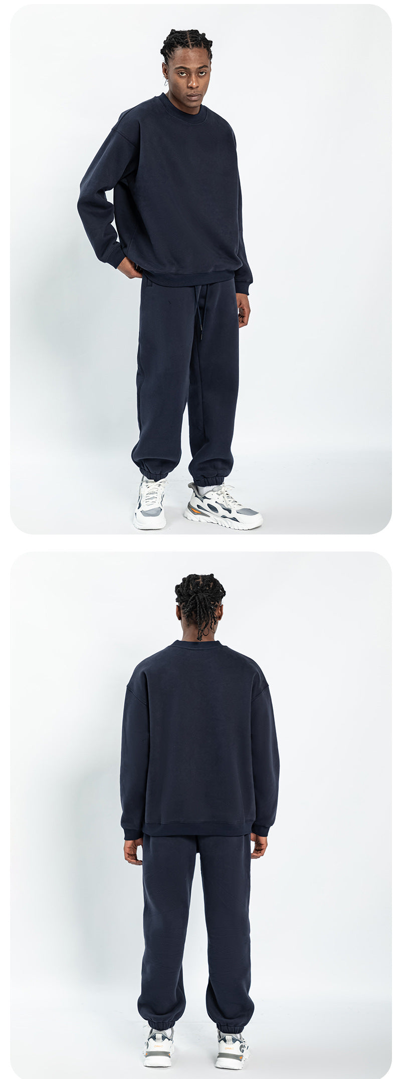 Cai Xiang Island Men's Clothing | Autumn and Winter 350g Dopamine Fleece Oversized Loose Trendy Brand Men's Sweatshirt and Pants Set